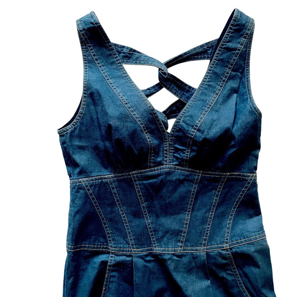 Nanette Lepore NWOT Rare Sexy Vintage Designer Denim Dress 90s 00s y2k Bodycon - Picture 8 of 11